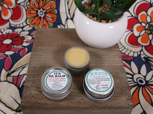lip balm and skin balm made with vanilla-infused jojoba oil, beeswax, and vanilla extract