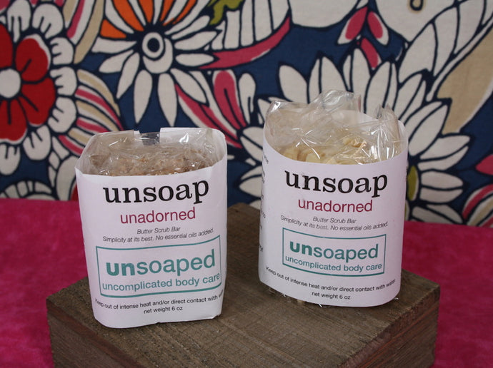 unsoap butter scrub bar with no essential oils